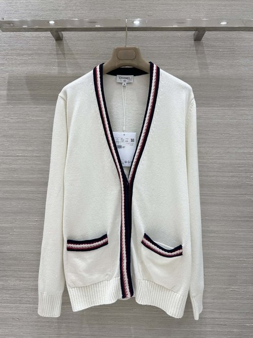 Chanel Classic Double - Pocket V - Neck Cashmere Cardigan with Sparkles