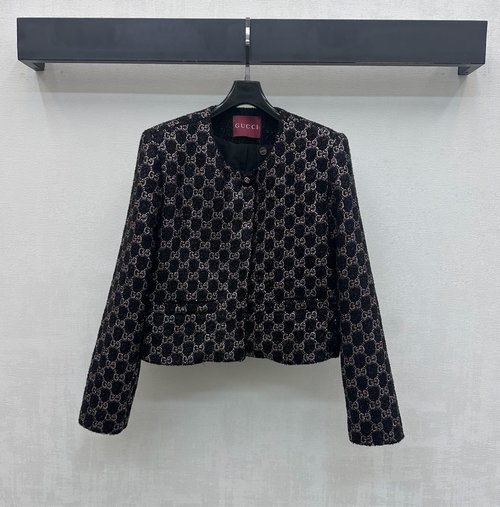 Gucci Rhinestone-adorned Collared Blazer with Brand Motif