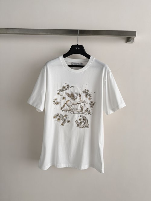 Dior Gilded Pegasus Print Cotton T-Shirt, Simple Luxury