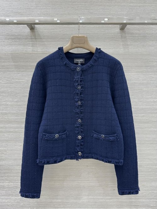Chanel Exclusive Handmade Knit Open-front Cardigan with Embossing