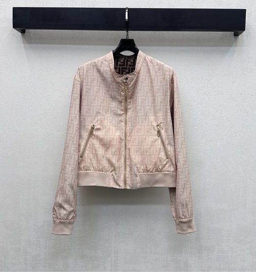 Fendi Reversible Jacket with Letter Print, Elastic Cuffs & Pockets