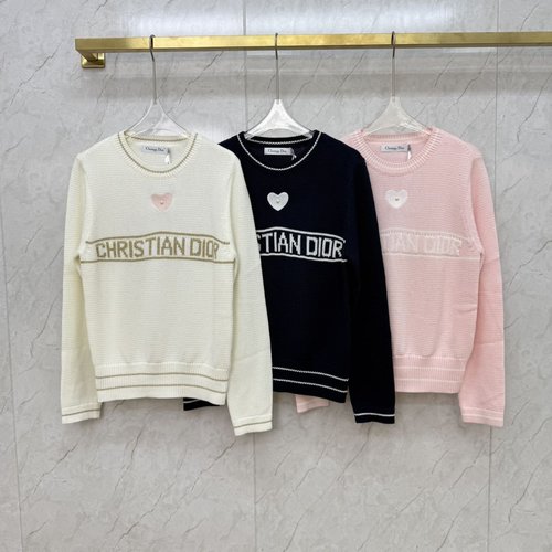 Dior Classic Knit Long Sleeve with Letter Logo and Pearl Accents