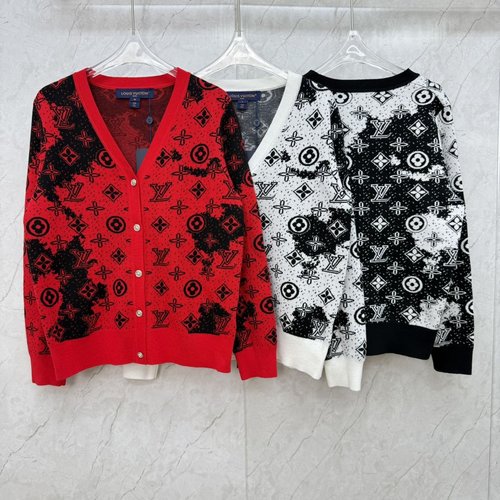 Louis Vuitton Classic Knit Cardigan with V - Neck and Cross Pattern