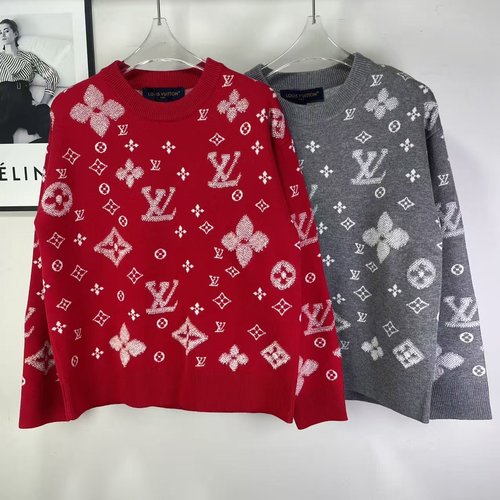 Louis Vuitton Classic Long-Sleeved Knit with Contrasting Jacquard and Logo