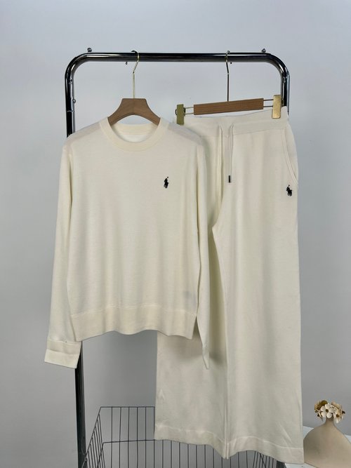 Yves Saint Laurent Pony Embroidered Knitted Sweater Set in White, Grey and Black