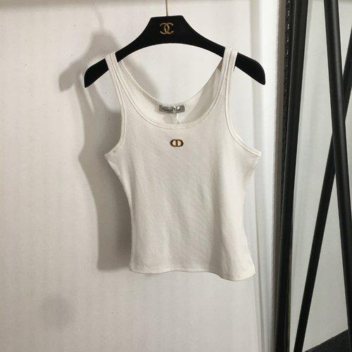Dior Cotton Tank Top with Metal CD Decor, Multiple Colors