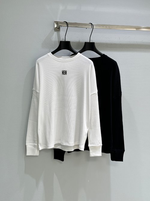 Loewe Classic Black and White Tee with Delicate Chest Logo and Loose Fit