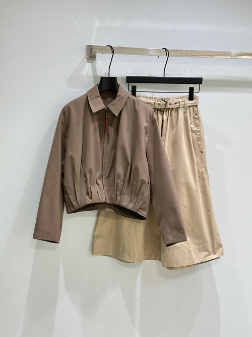 Loewe Soft Hued Garment with Lapel, Zipper and Asymmetric Fold Design