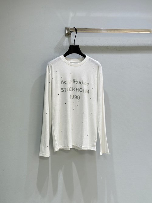 Dior Distressed Long Sleeve with Rhinestones and Gold Logo