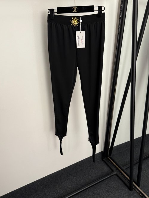 Schiaparelli Elastic Slimming Ankle-length Tights with Golden Sun Decoration in Black