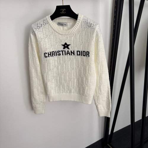 Dior Star Logo Letter Hollow Long-Sleeved Knitwear in Multiple Colors