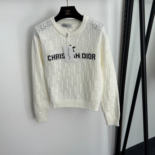 Dior Star Logo and Letter Hollow Long-Sleeved Knit Sweater