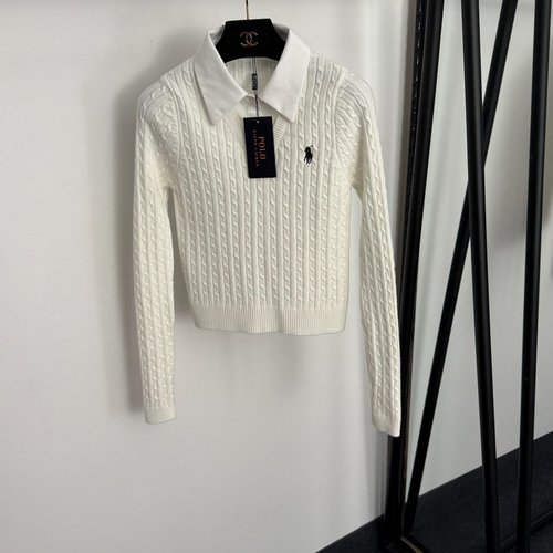 Polo Ralph Lauren Polo Embroidery Long - Sleeve Knit Pullover with Shirt Collar