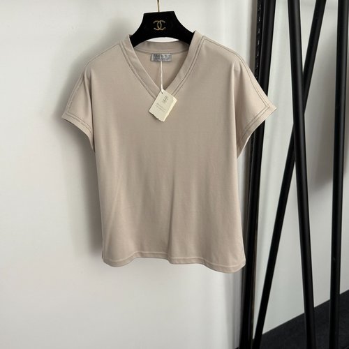 Loewe Beaded Chain V-Neck Short Sleeve T-Shirt