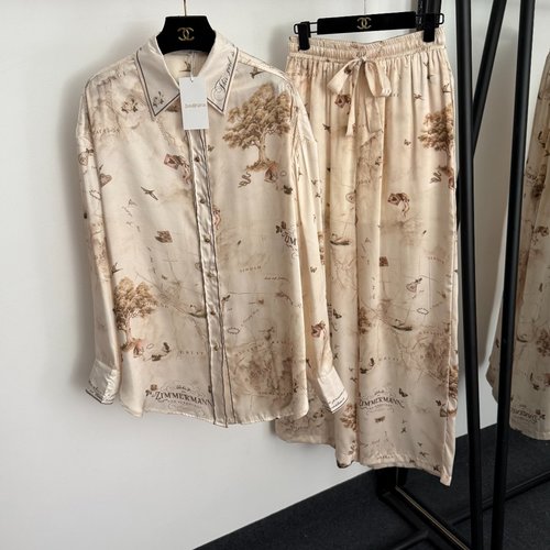 Zimmermann Butterfly Print Suit with Elastic-waist Trousers