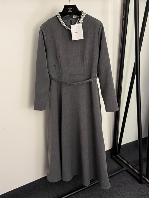 Dior CD Bee Embroidered and Diamond-Pearl Decorated Dress