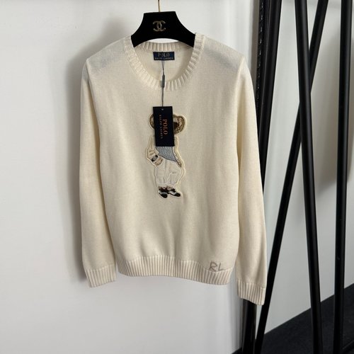Polo Ralph Lauren Bear-Embroidered Long-Sleeve Knit Pullover in Multiple Colors