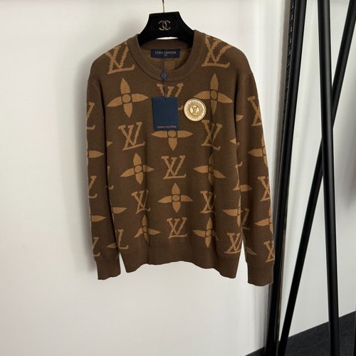 Louis Vuitton Embroidered Logo Pullover in Coffee Color