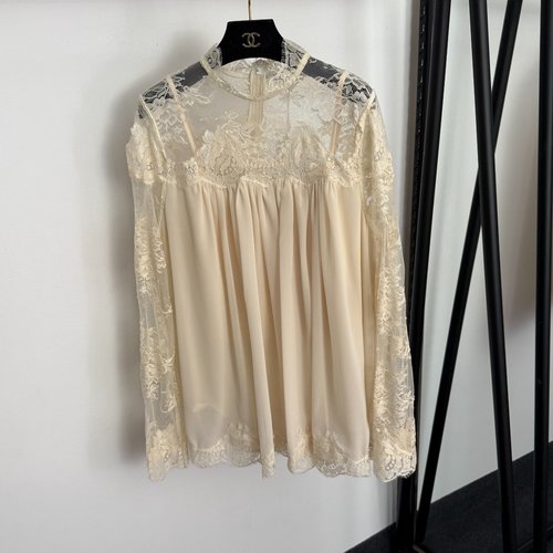 Zimmermann Lace Netting Spliced Long-Sleeved Lined Shirt