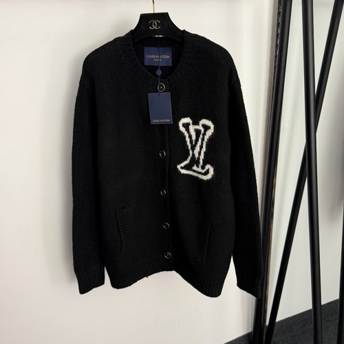 Louis Vuitton Multi-Color Round-Neck Long-Sleeve Knitted Cardigan with Logo