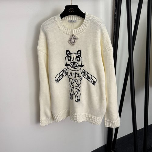 Loewe Robot Embroidery Pullover Long Sleeve Knitwear