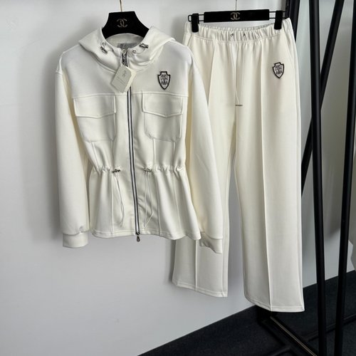 Loewe Embroidered Zip-Up Hoodie with Drawstring Waist and Matching Trousers