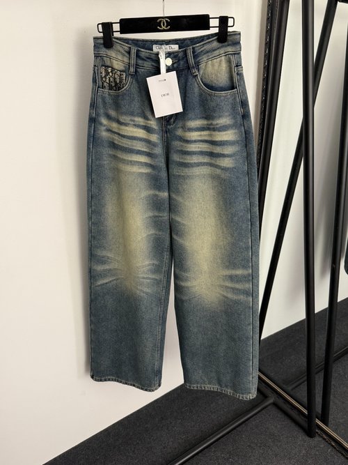 Dior Vintage Denim Jeans with Flower Pocket