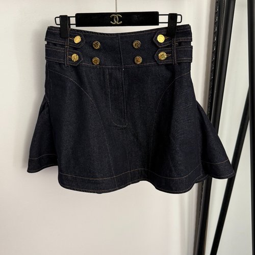 Zimmermann Blue Letter-Button High-Waist Denim Mini Skirt