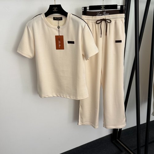 Loro Piana LP Set with Logo Leather Label T - Shirt and Webbing Pants in Multiple Colors