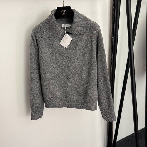 Loewe Classic Collar Long-sleeve Wool Knit Cardigan in Various Colors