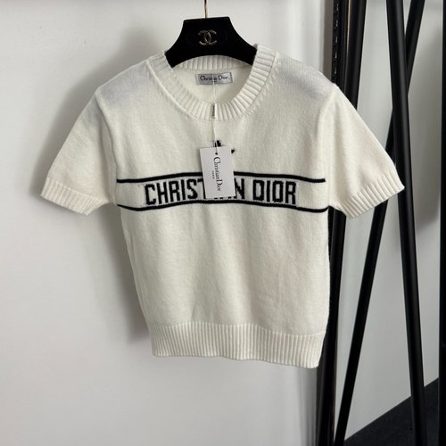 Dior Star Logo Crew Neck Short Sleeve Knit Sweater