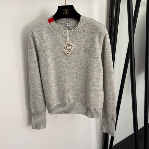 Loewe Gray & Red Red-Blue Stripe Embellished Wool Sweater