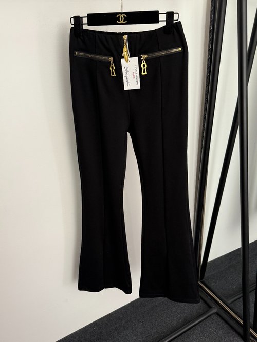 Schiaparelli Metal Lips Zipper Keyhole Pocket Flared Trousers