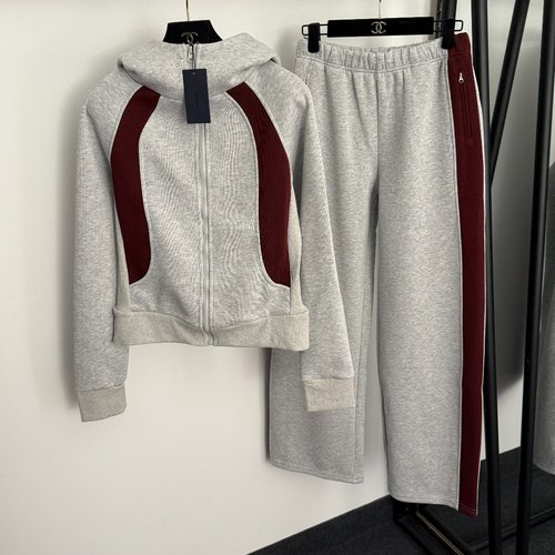 Prada Sports Suit with Triangle Logo, Side Color Blocking and Elastic Waist