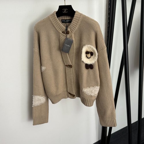 Dolce & Gabbana Cloud Embroidery Cowl Neck Knit Cardigan