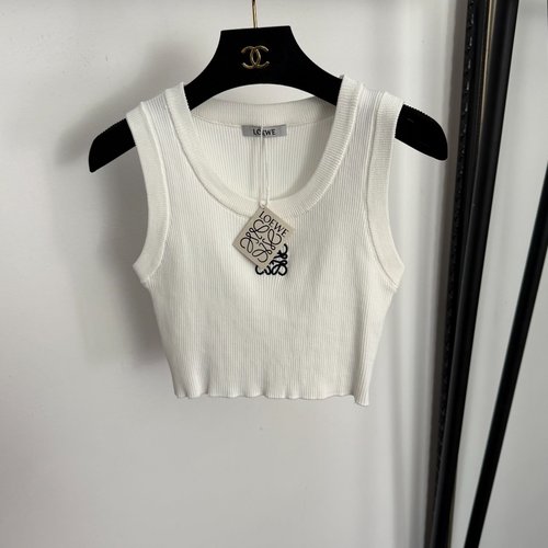 Loewe Logo-Embroidered Short Knit Vest in Multiple Colors