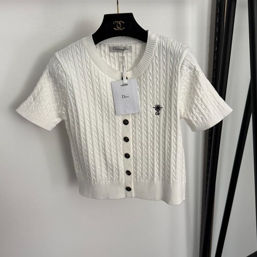 Dior New Bee Embroidery CD Button Knit Cardigan in Two Colors