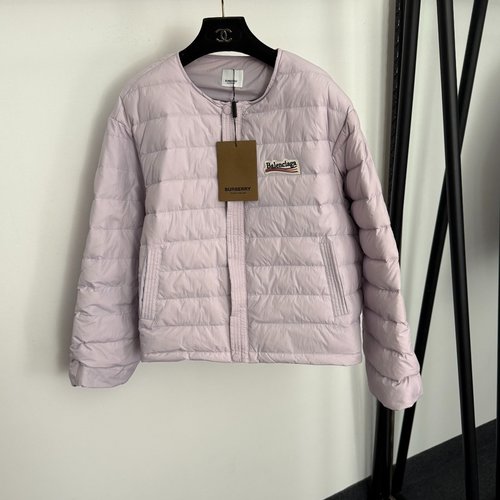 Burberry Purple Logo Embroidery Patch Long Sleeve Cotton Jacket