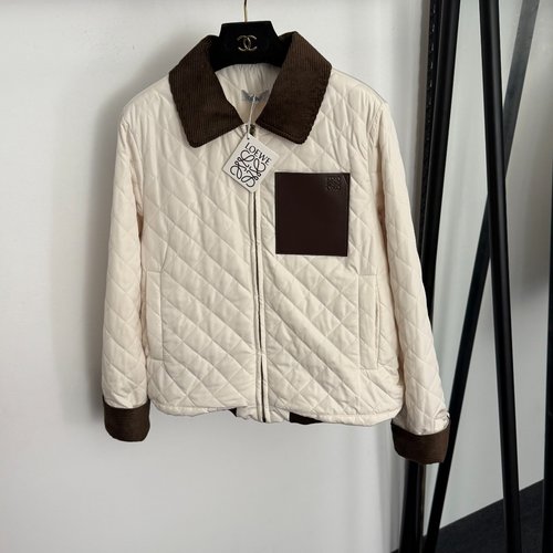 Loewe Beige and Gray Patchwork Pocket Corduroy Coat