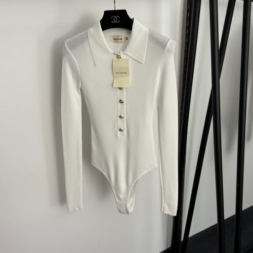 Self-Portrai Self Portrai SP Half-Open Knit Bodysuit in Multiple Colors