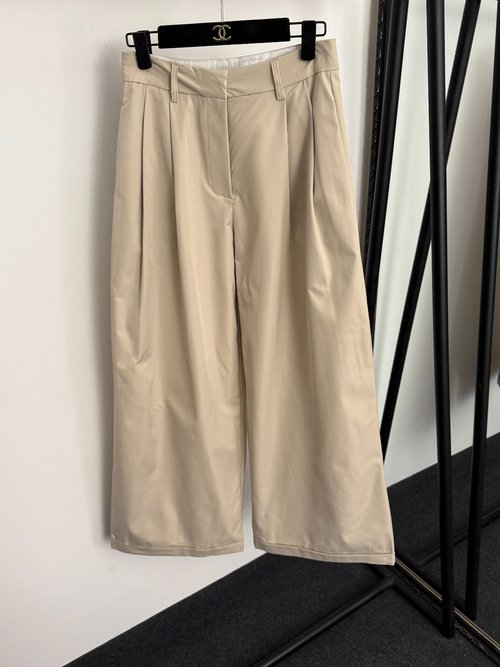 Loewe Two-Color Logo Embroidery High-Waisted Wide-Leg Trousers