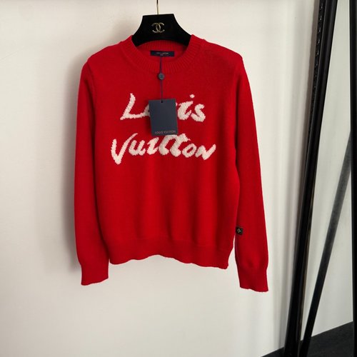 Louis Vuitton Chest Logo Letter Long-Sleeve Wool Pullover