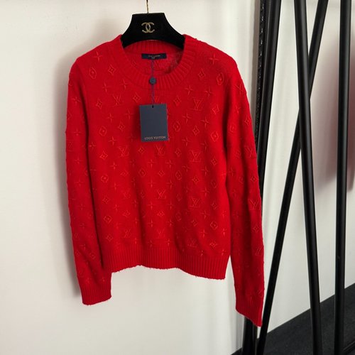 Louis Vuitton All-over老花 Logo Embroidery Wool Pullover