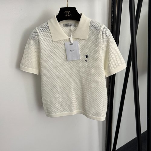 Dior New Bee-Embroidered Hollow Collar Sleeveless Knit Top in 4 Colors