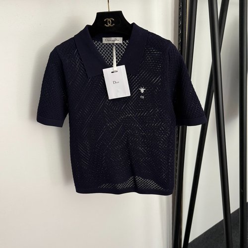 Dior New Bee-Embroidered Hollow Collar Sleeveless Knit Top in 4 Colors