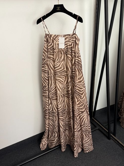 Zimmermann Zebra Print Strapless Dress in Brown
