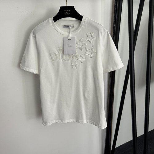 Dior Studded Letter and Sequin Embroidered Star T-Shirt