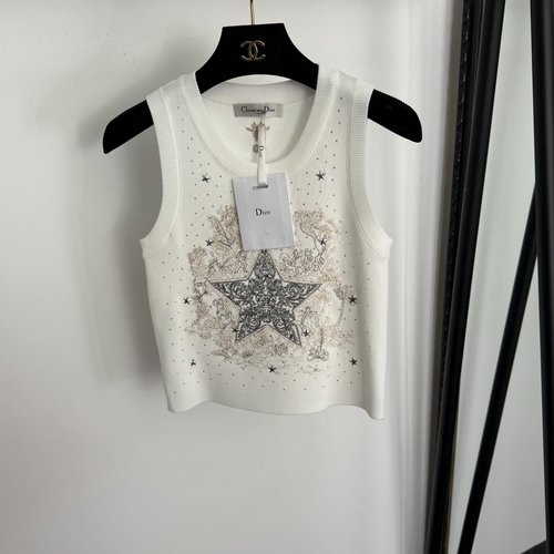 Dior Star Studded and Embroidered Knit Vest in Four Colors