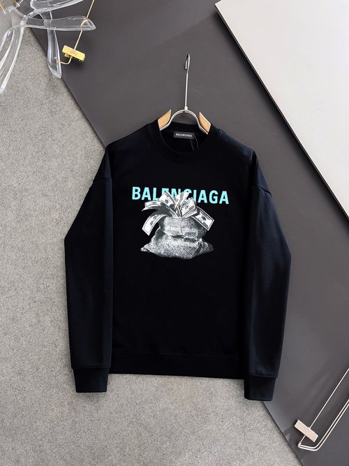 Balenciaga Double-sided Printed Pullover Hoodie in Black and White