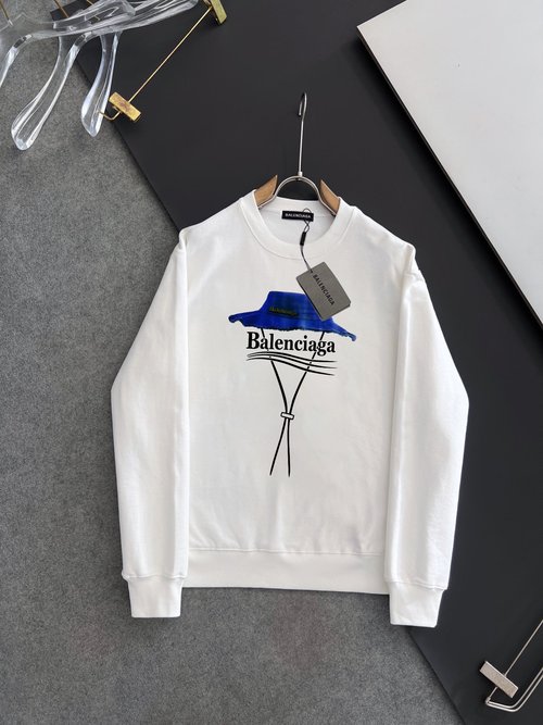 Balenciaga Double-sided Printed Pullover Hoodie in Black and White